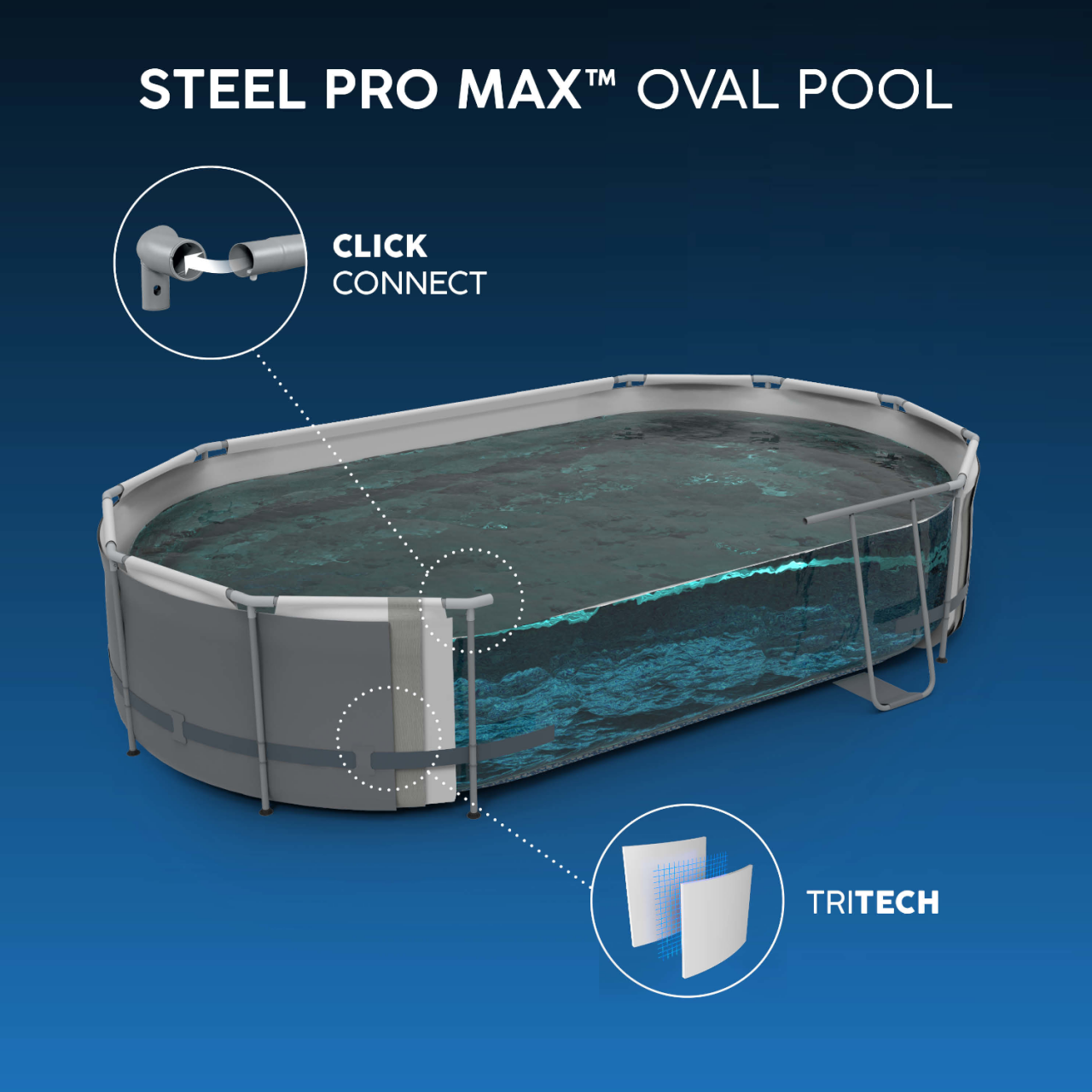 Bestway 5614A Power Steel Frame Pool Set Oval 305x200x84cm Pumpe