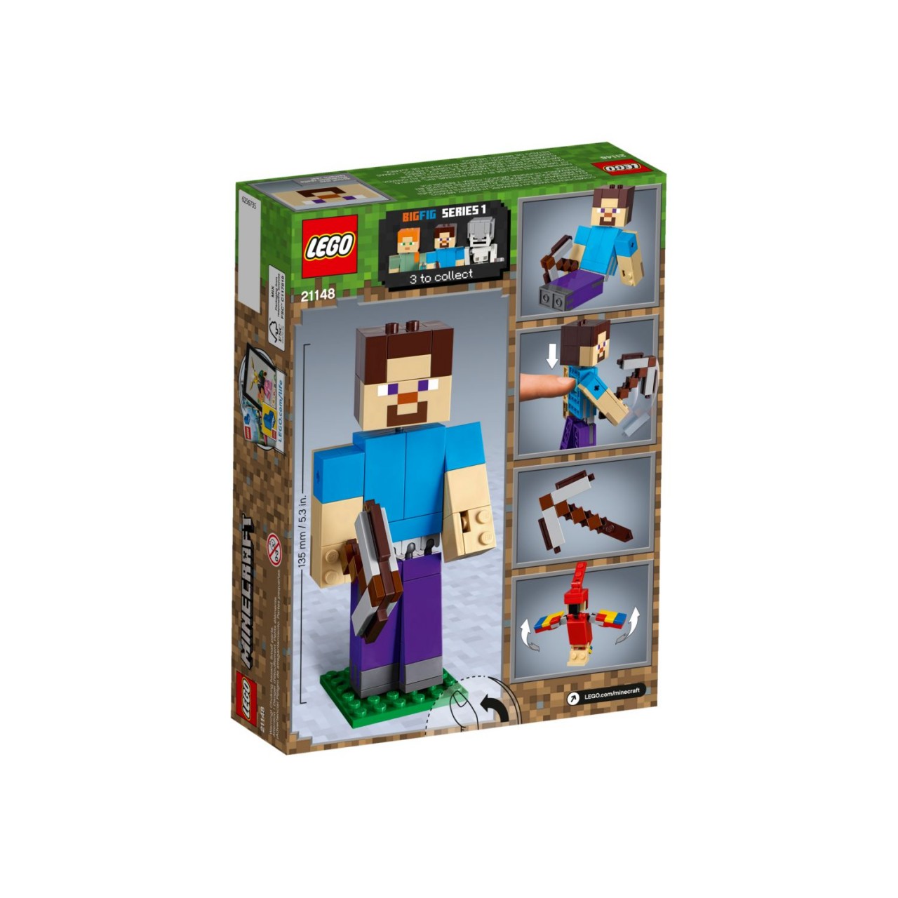 LEGO MINECRAFT 21148 Minecraft-BigFig Steve mit Papagei