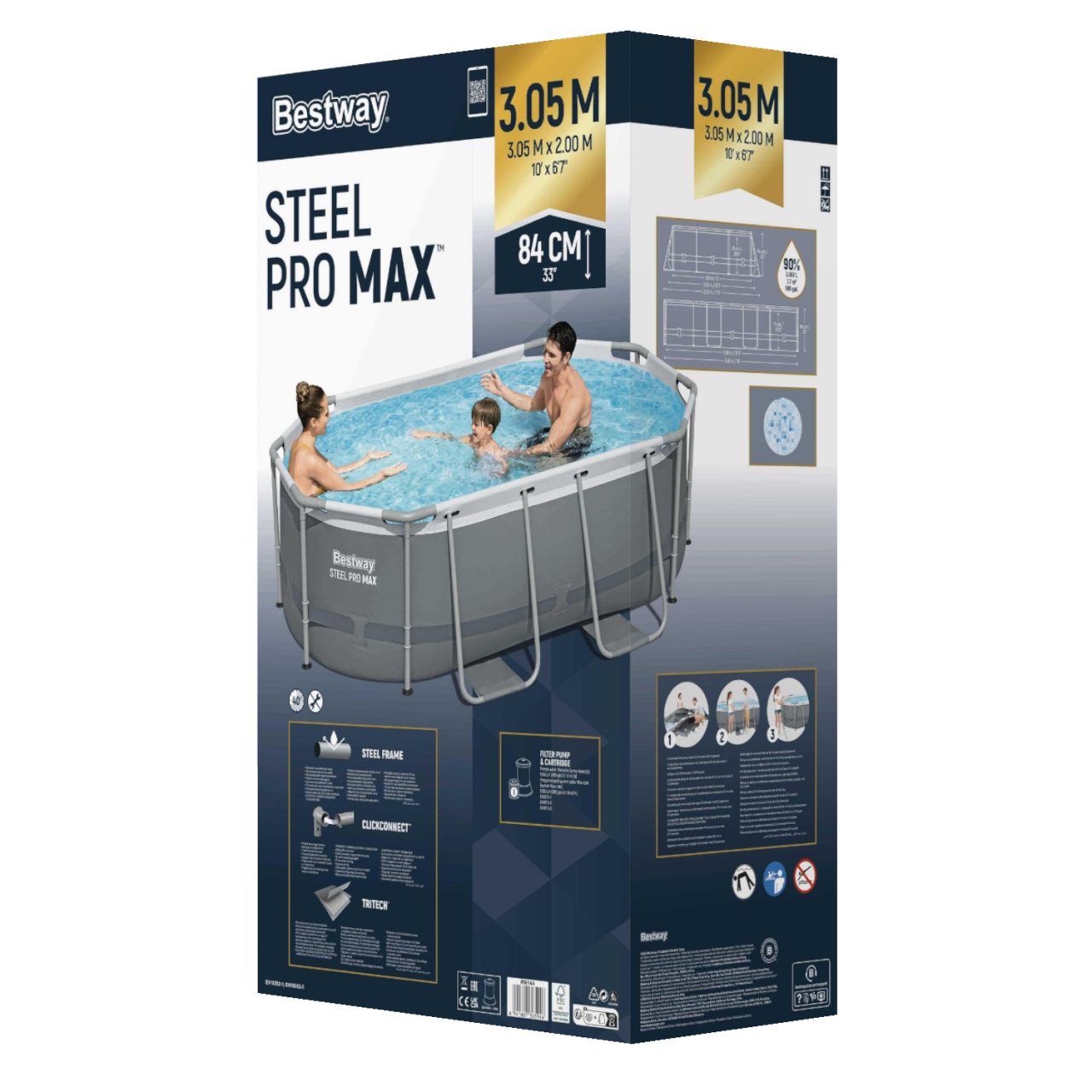 Bestway 5614A Power Steel Frame Pool Set Oval 305x200x84cm Pumpe