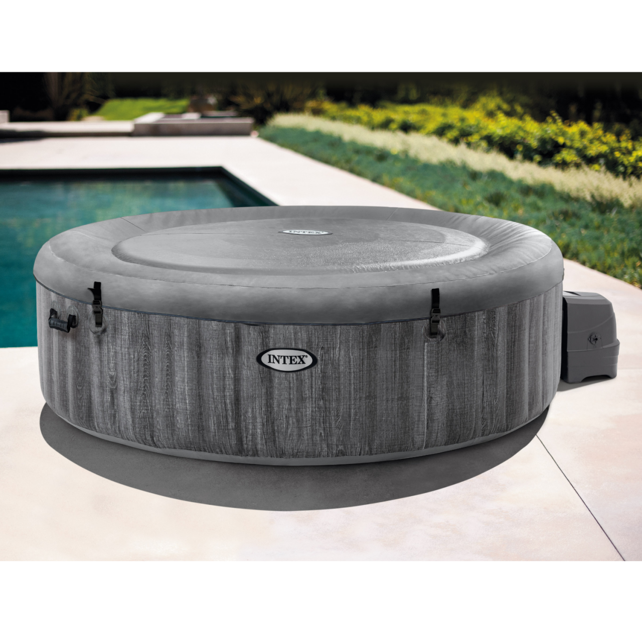 Intex 28442 Whirlpool Pure SPA Bubble Massage GreyWood 216x71 cm aufblasbar
