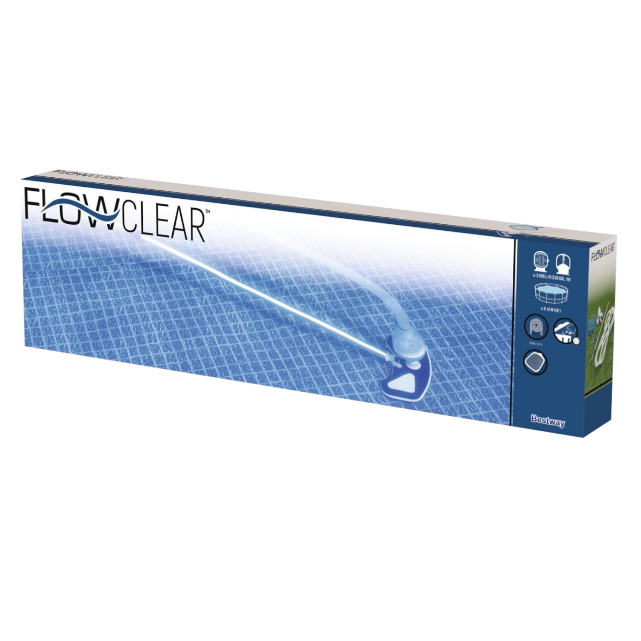 Bestway 58234 Flowclear Poolpflege Basis-Set Aquaclean pumpenbetriebenem Poolsauger + Kescher