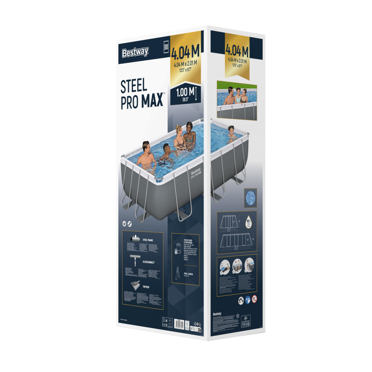 Bestway 56441 Frame Pool mit Filterpumpe Leiter Swimmingpool Set 404x201x100cm