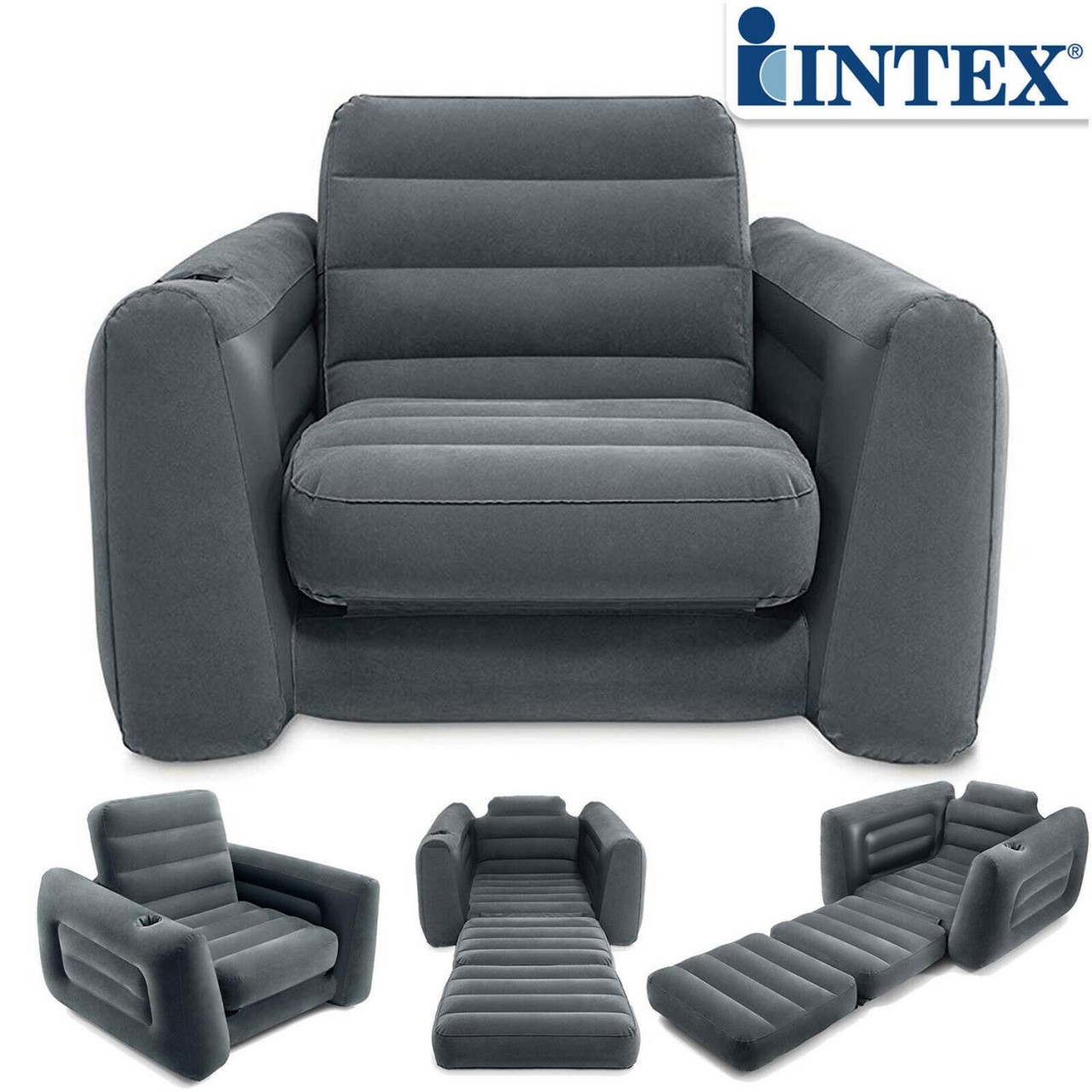 Intex Sofa Couch Lounge Sessel Luftbett Gästebett aufblasbar 117x224x66 cm 66551