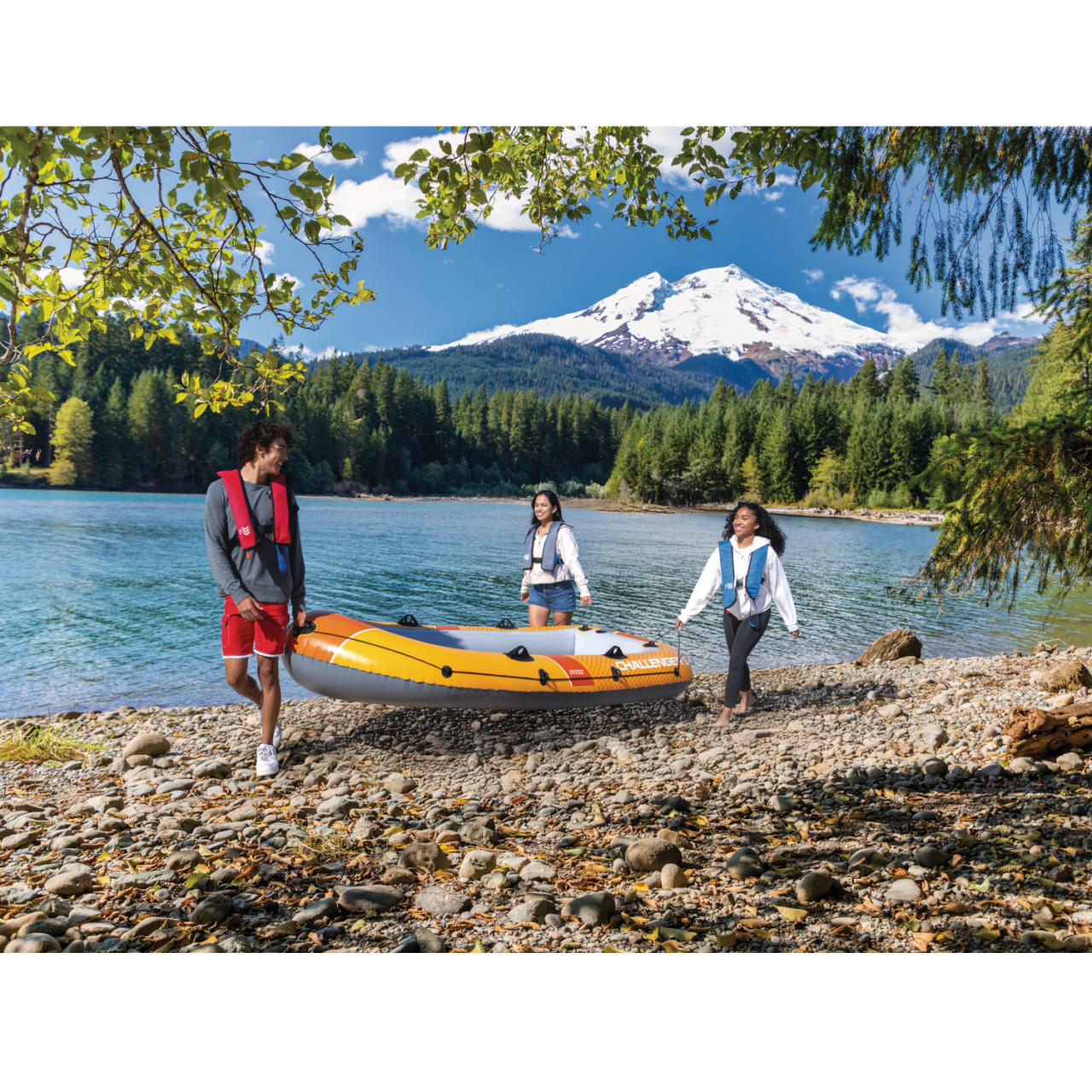 Intex 66313 Challenger 3 Schlauchboot Set 295x137x43 cm inkl. Paddel und Pumpe