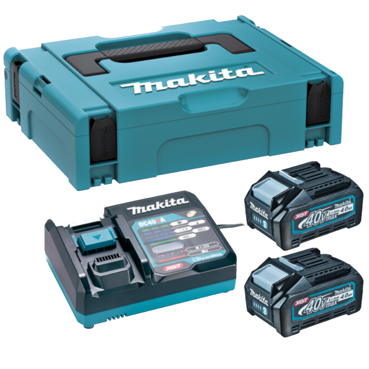 Makita 191J97-1 Akku-Power Kit im MAKPAC 2x 4,0 Ah BL4040 Akkus Schnellladegerät
