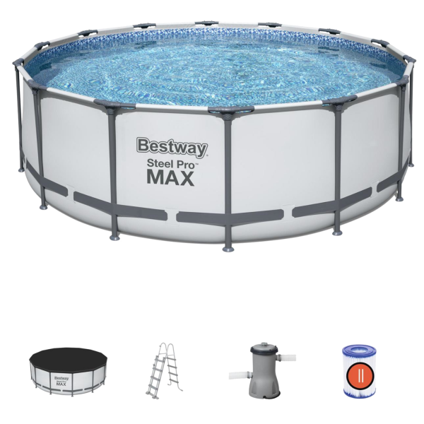 Bestway 5612X Steel Pro MAX Frame Pool Set Ø427x122cm Pumpe Leiter Abdeckplane