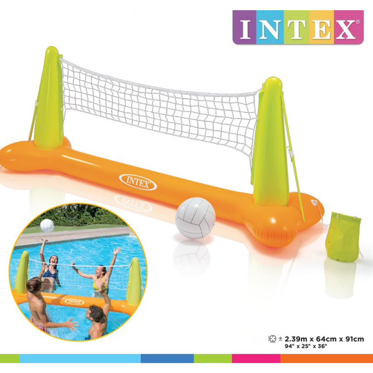 Intex Volleyball Netz aufblasbar 239 x 64 x 91 cm Wasserspiel mehrfarbig 56508