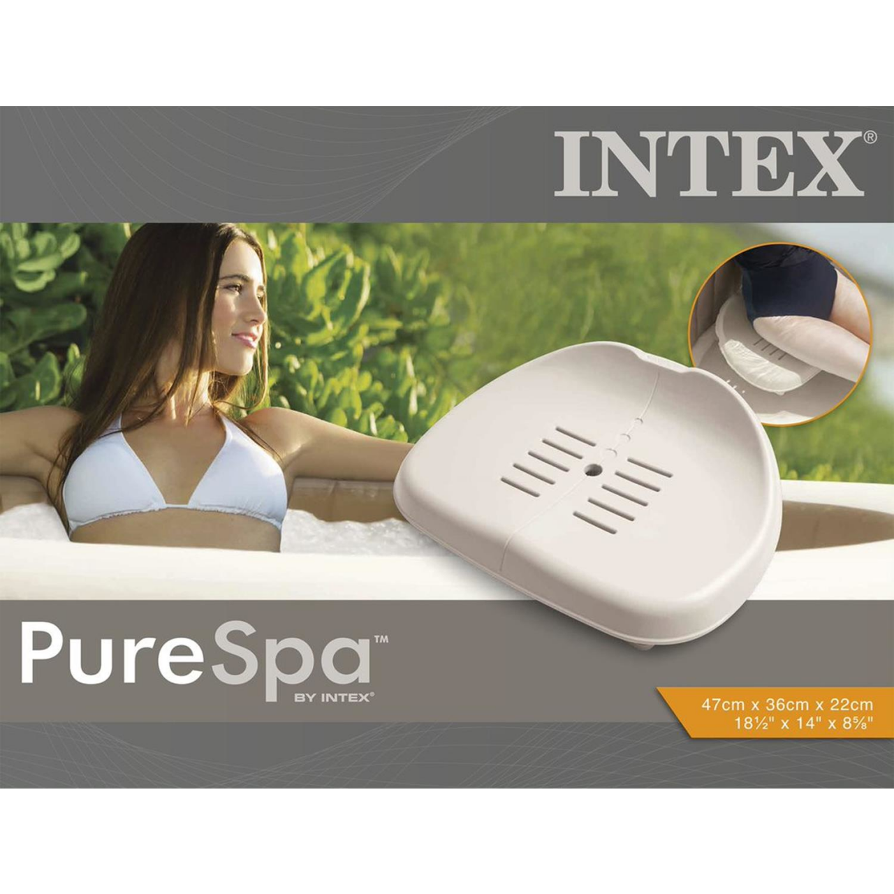 Intex Whirlpool Zubehör Kunststoff-Sitz höhenverstellbar für Pure SPA, beige, 47 x 36 x 22 cm