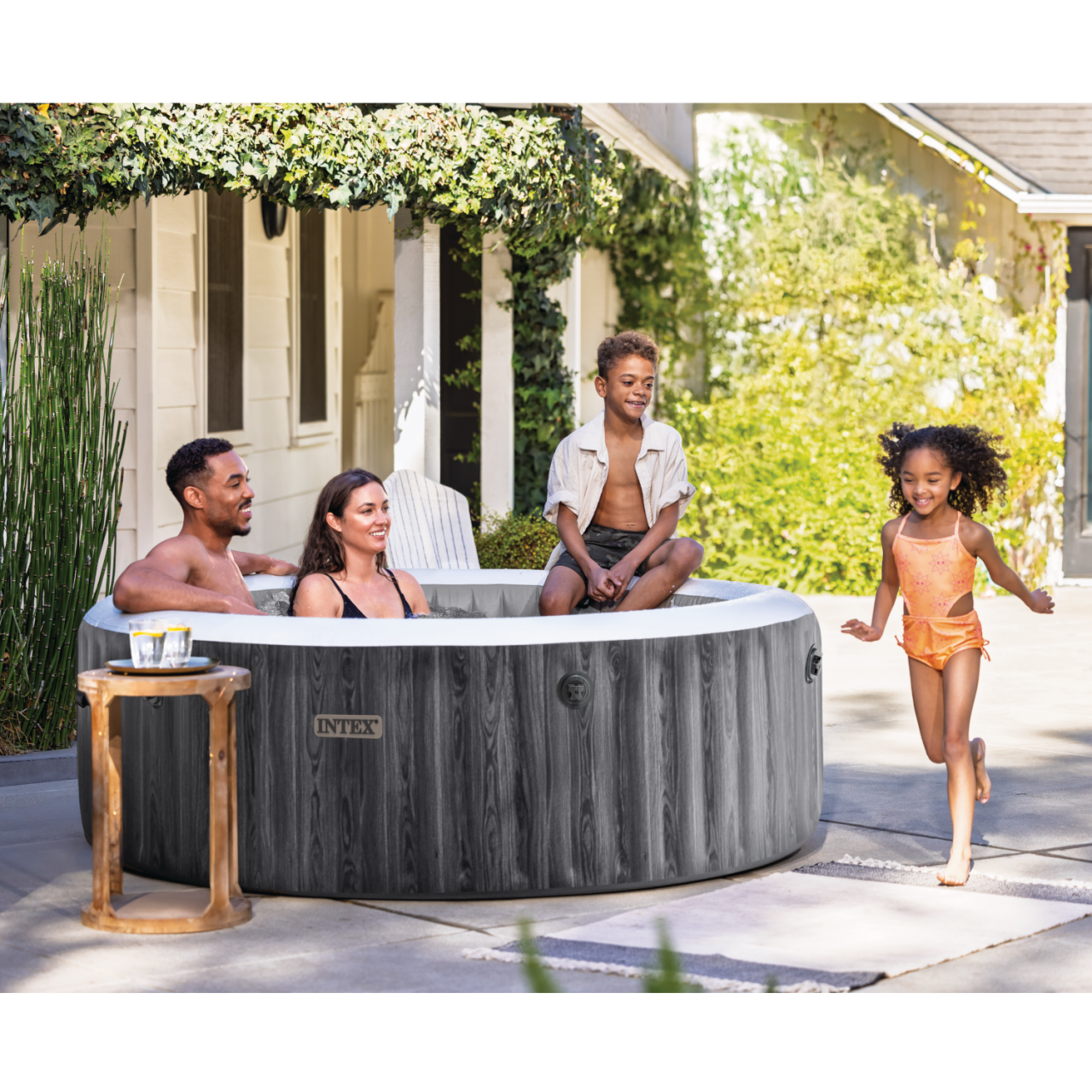 Intex 28440 Whirlpool Pure SPA Bubble Massage GreyWood 196x71 cm aufblasbar