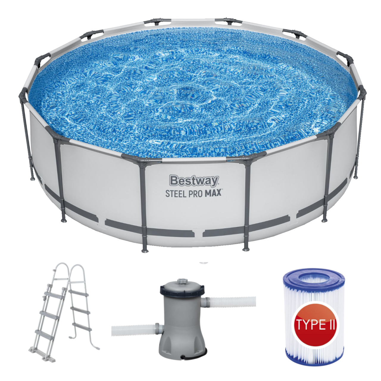 Bestway 56418 Frame Pool Steel Pro Set 366x100 cm mit Filterpumpe 2.006l/h