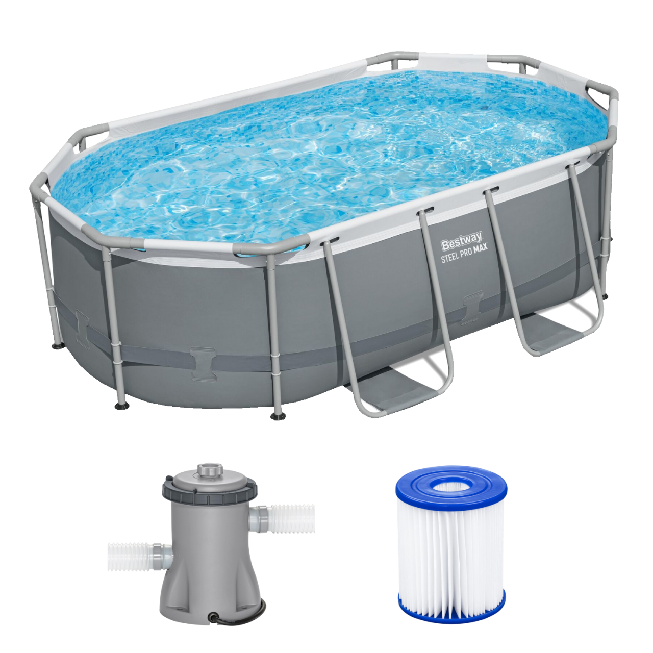 Bestway 5614A Power Steel Frame Pool Set Oval 305x200x84cm Pumpe