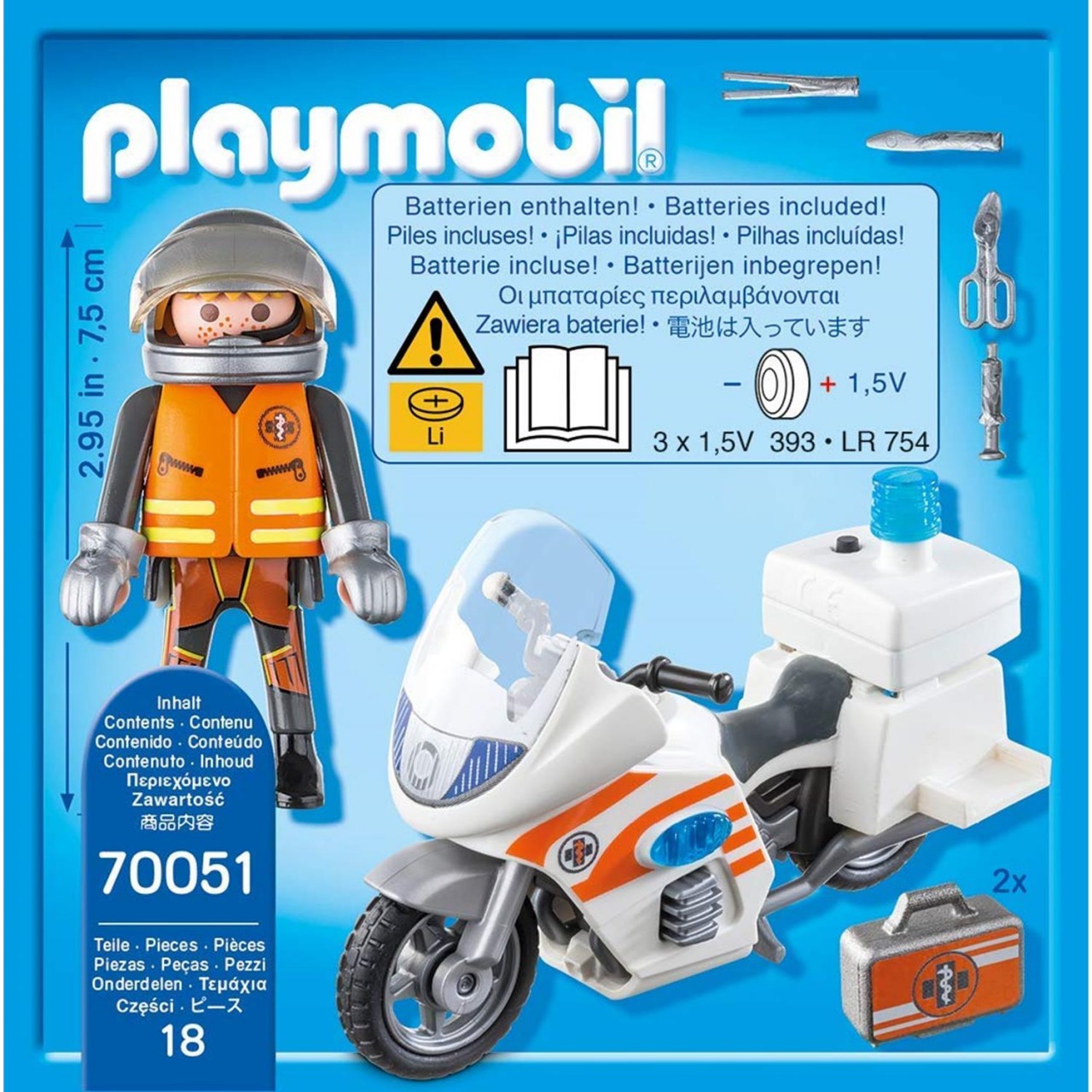 Playmobil 70051 Notarzt-Motorrad mit Blinklicht