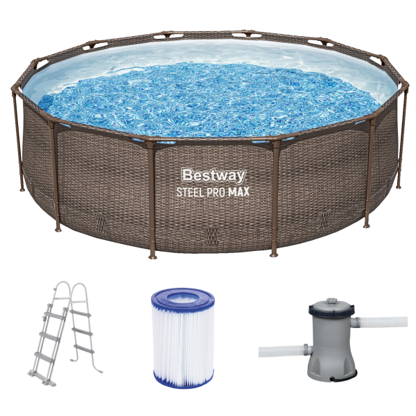 Bestway 56709 Steel Pro Max Pool Frame Pool Set Rattanoptik Framepool 366x100 cm