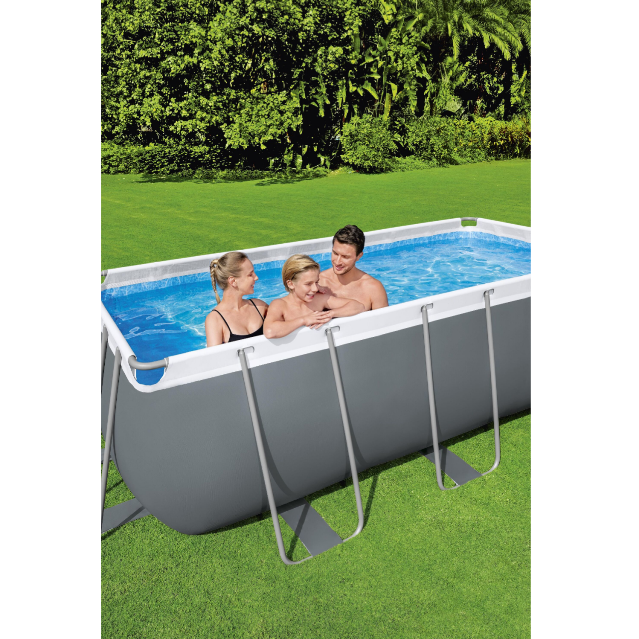 Bestway 56457 Power Steel Frame rechteckig Komplett-Set 412x201x122 cm