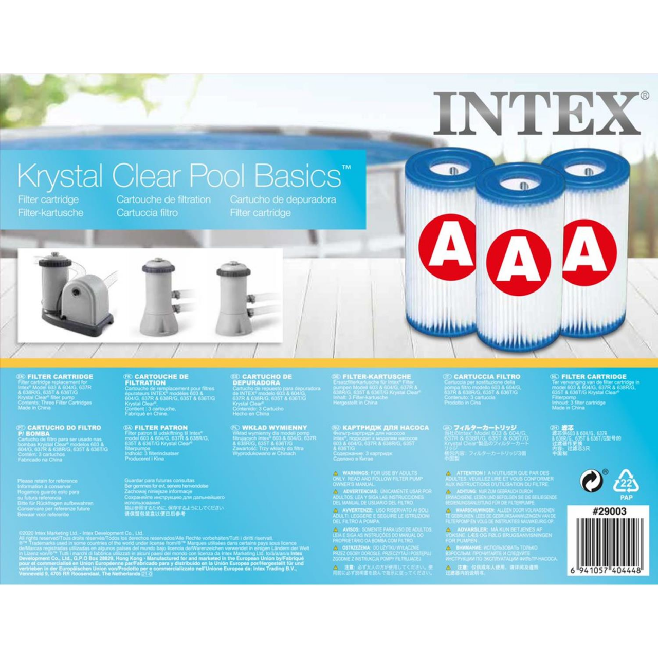 Intex 3x Filterkartuschen 29000 Pool Ersatzfilter Typ A 10,8cm x20,2cm Ø 5cm