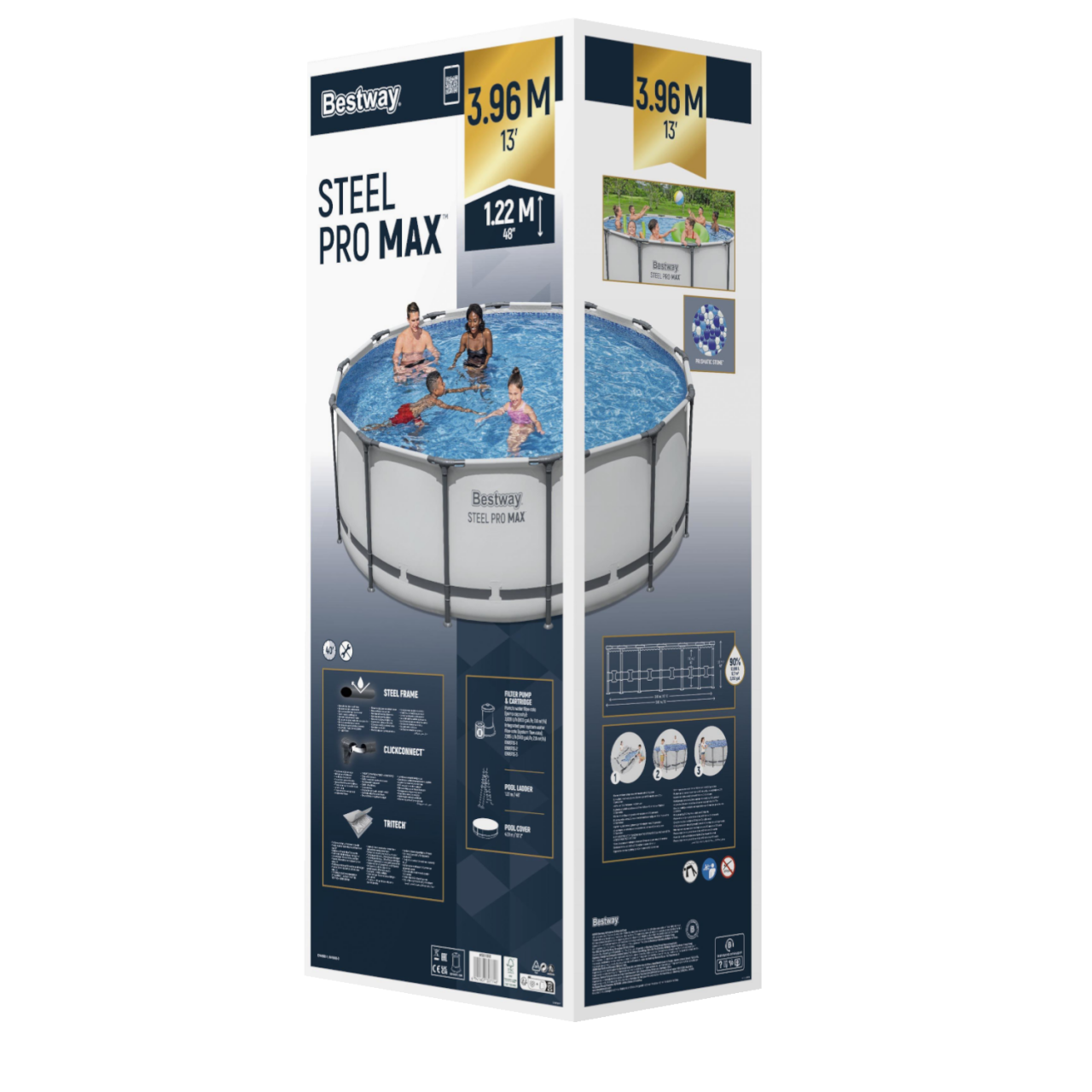 Bestway 5618W Frame Pool Steel Pro MAX Swimmingpool rund Ø396x122cm Komplett-Set