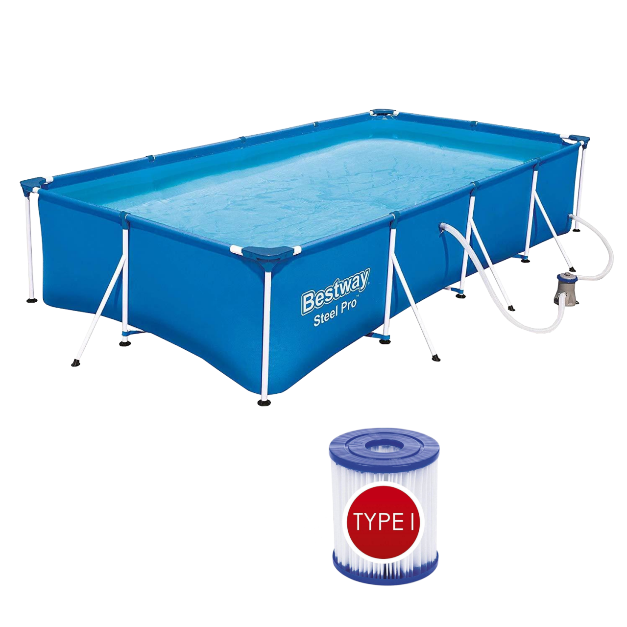 Bestway 56424 Frame Pool Steel Pro mit Filterpumpe Schwimmbecken 400x211x81cm