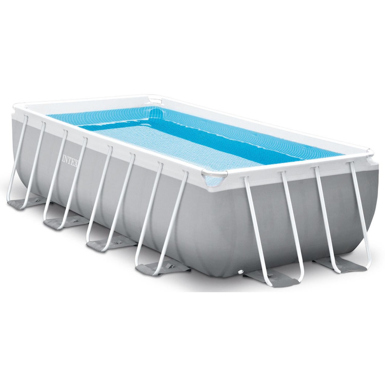Intex 26788 Swimming Pool Set Frame Prism Quadra 400x200x100cm Pumpe Leiter Grau