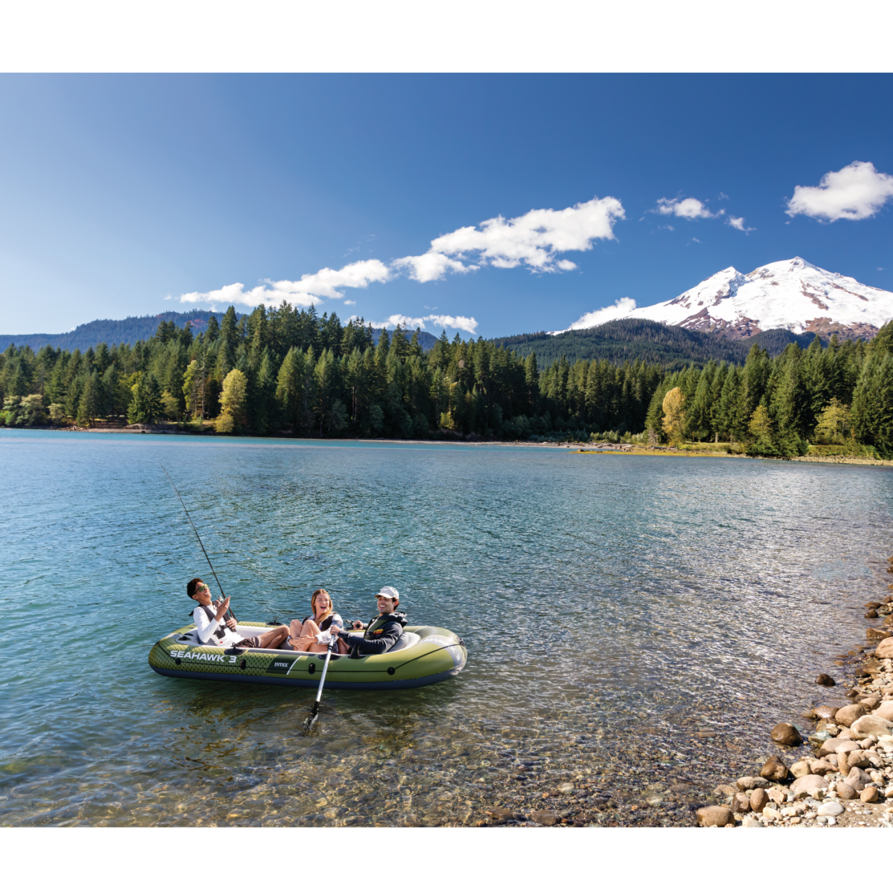 Intex 66333 Seahawk 3 Schlauchboot Ruderboot Angelboot Aufblasbar Pumpe Paddel