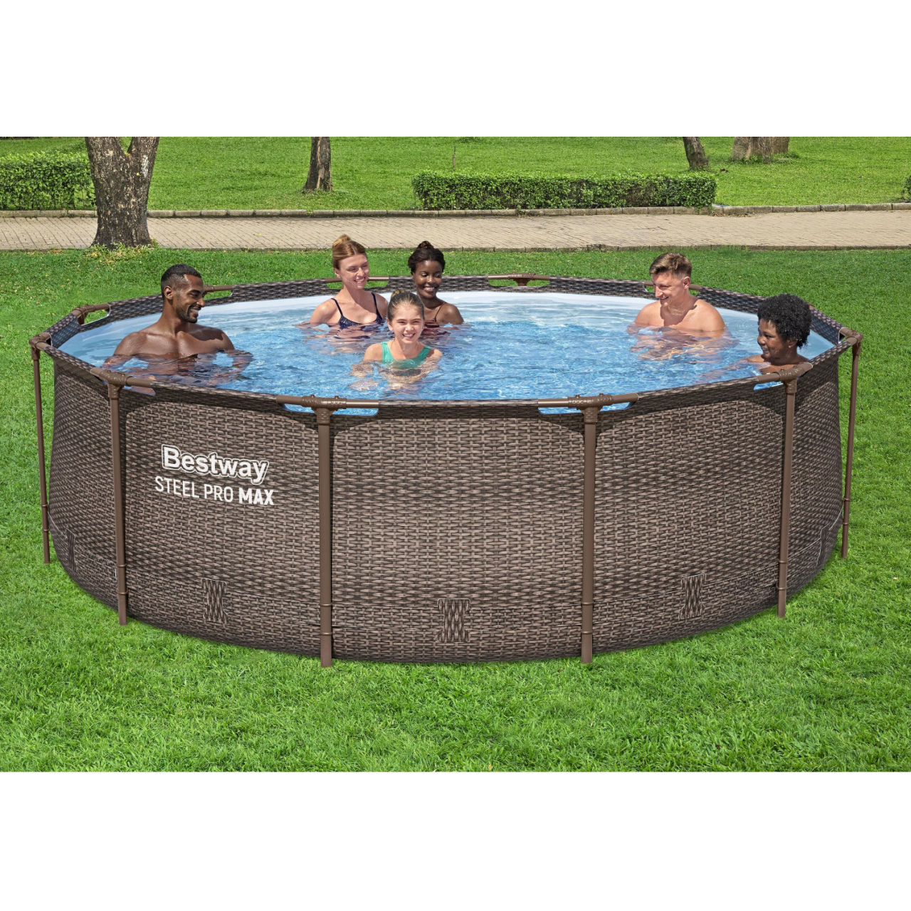 Bestway 56709 Steel Pro Max Pool Frame Pool Set Rattanoptik Framepool 366x100 cm