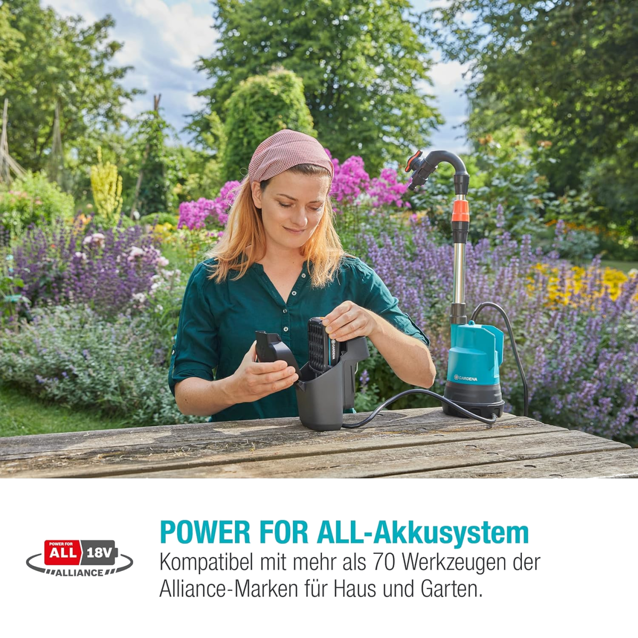 Gardena 14602-20 Akku-Regenfasspumpe 2000/2 18V P4A Ready-To-Use Set
