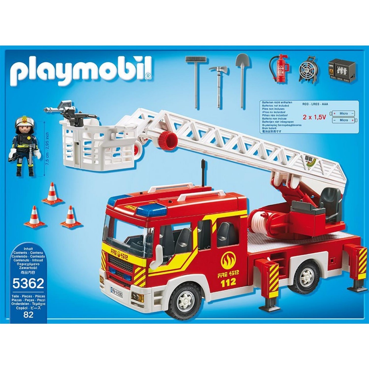 Playmobil 5362 Feuerwehr-Leiterfahrzeug mit Licht und Sound