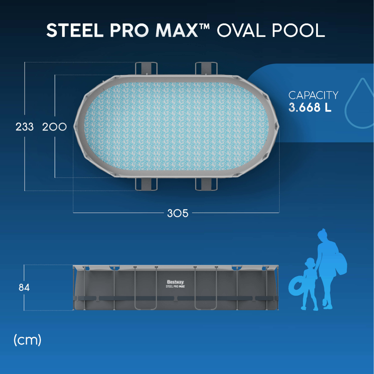 Bestway 5614A Power Steel Frame Pool Set Oval 305x200x84cm Pumpe