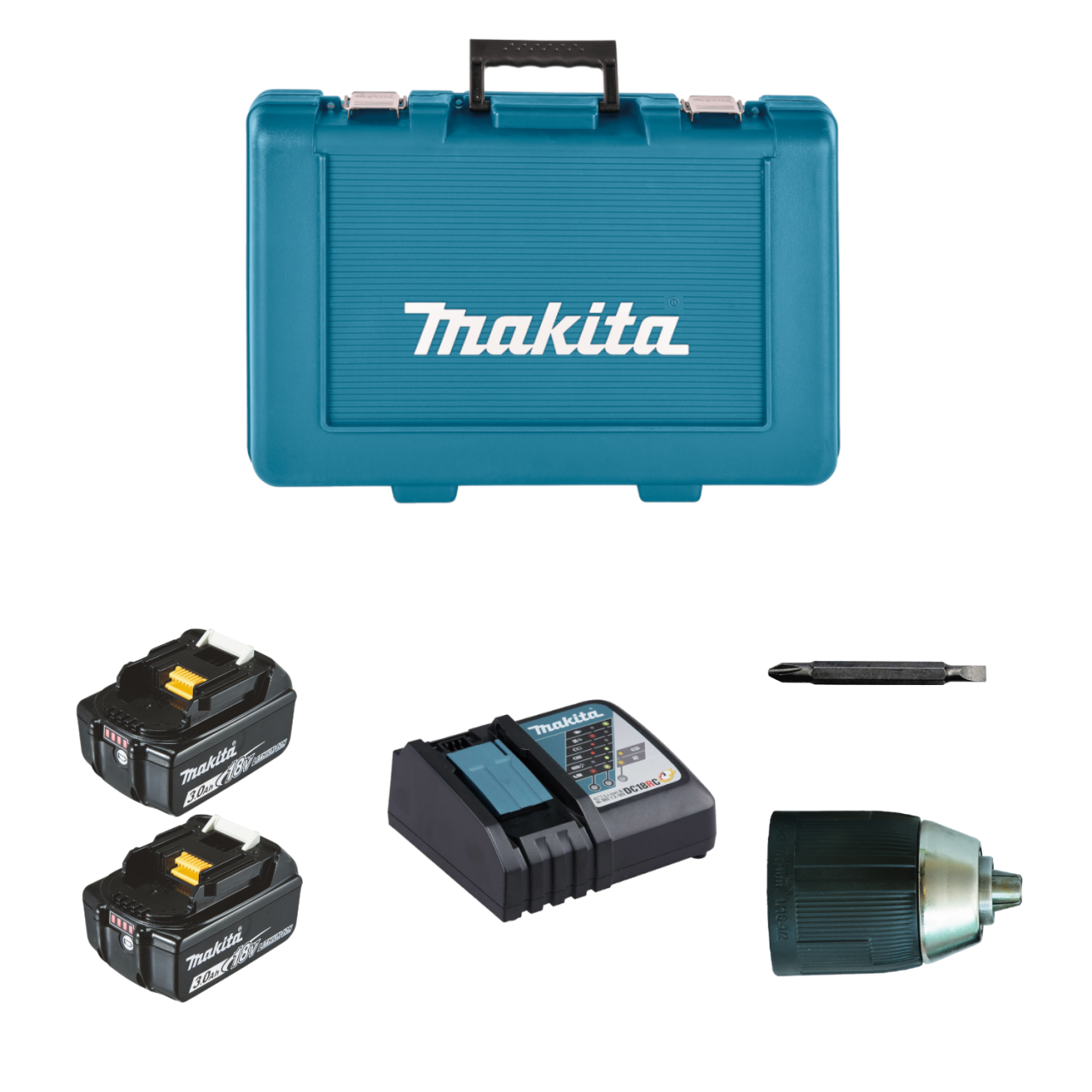 Makita Akku-Schlagbohrschrauber im Koffer DHP453RFE Bohrmaschine Bohrschrauber