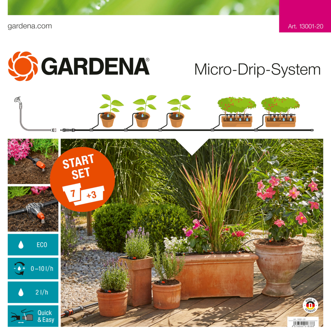 Gardena 13001-20 Micro-Drip-System Start-Set Pflanztöpfe M