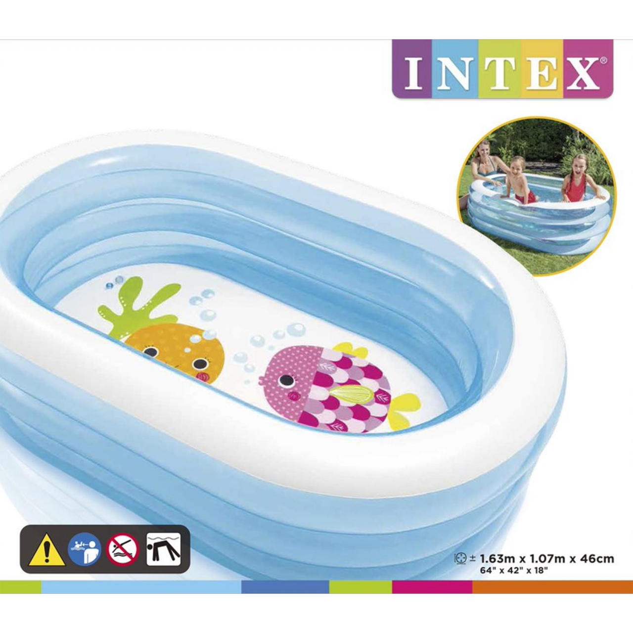 Intex 57482 Planschbecken Swimming Pool Kinderpool 163x107x46cm Oval Whale Fun