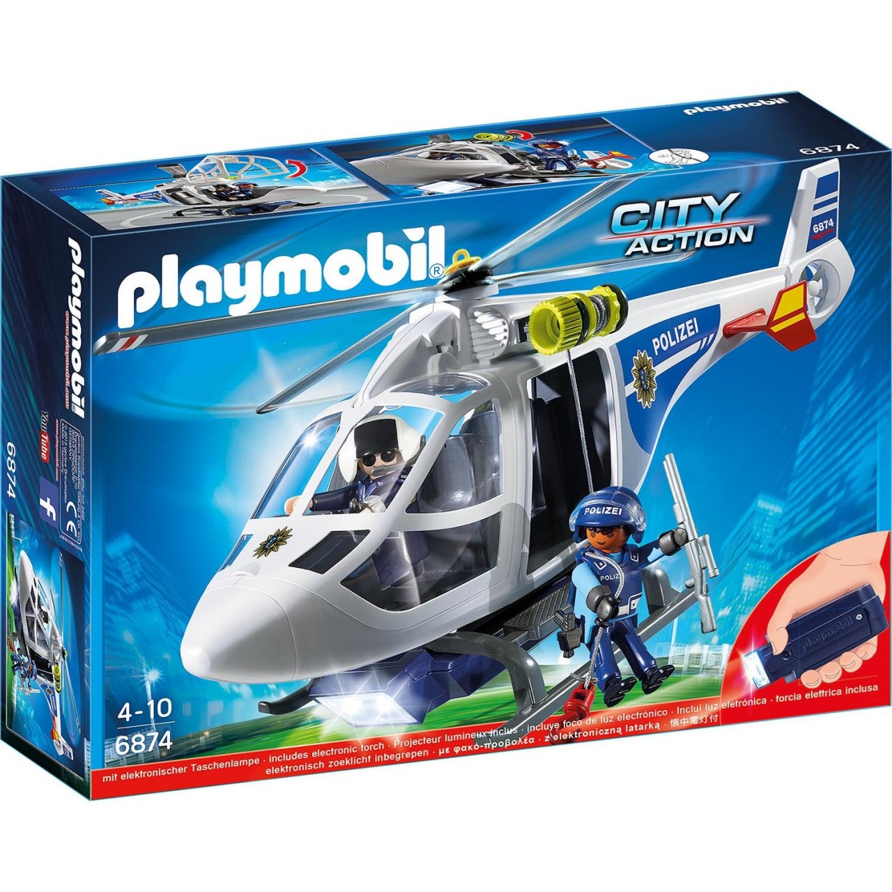 Playmobil 6874 Polizei-Helikopter mit LED-Suchscheinwerfer