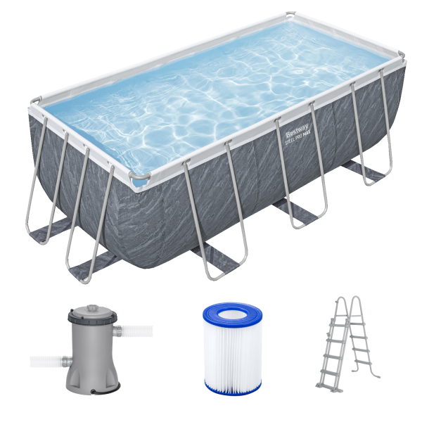 Bestway 56722 Frame Pool Power Steel Swimmingpool 412x201x122cm Komplett-Set