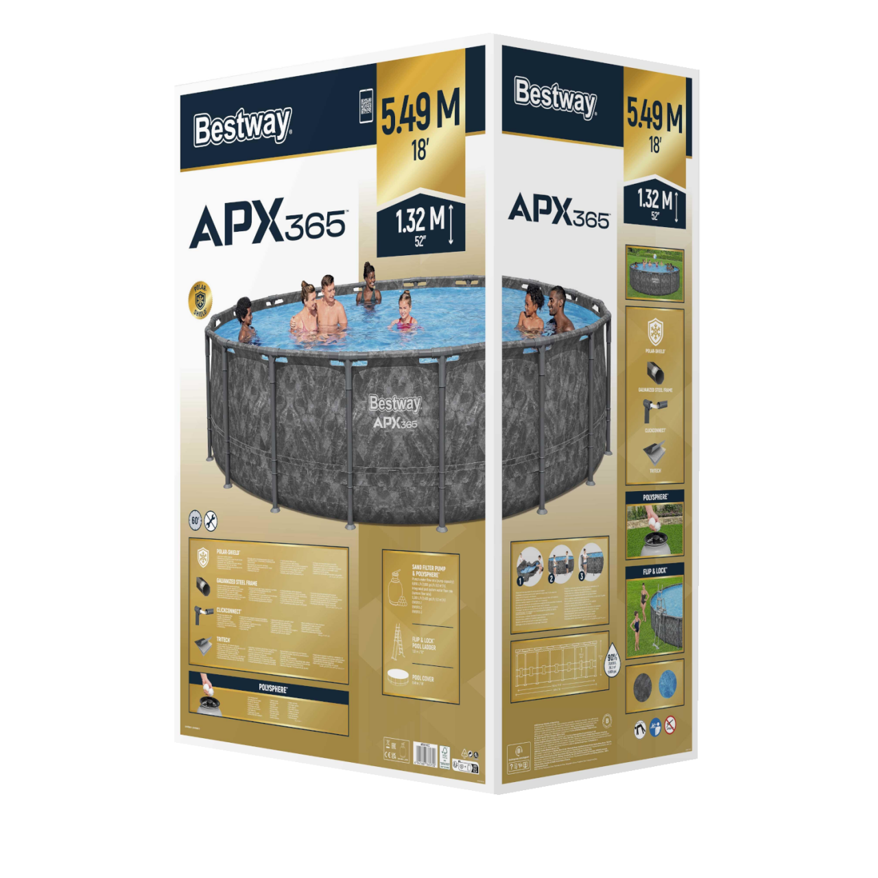 Bestway 561KC Winterfestes Frame Pool Komplett Set 549x132 cm