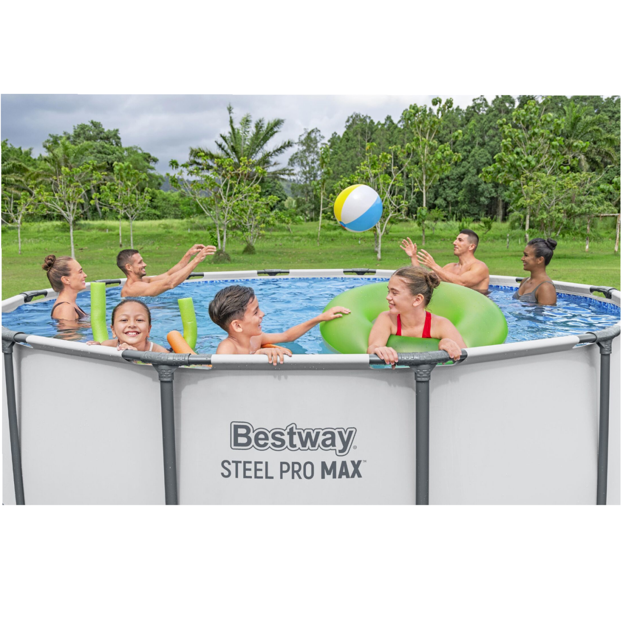 Bestway 5618W Frame Pool Steel Pro MAX Swimmingpool rund Ø396x122cm Komplett-Set