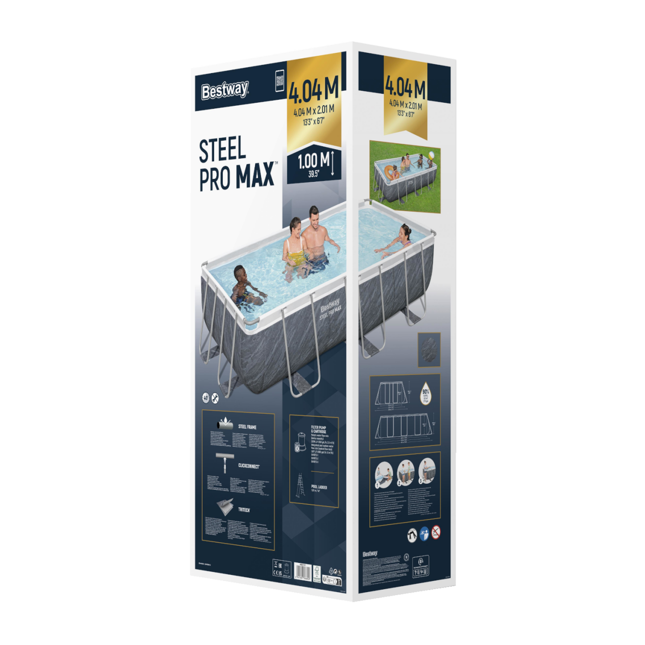 Bestway 56721 Frame Pool Power Steel Swimmingpool 404x201x100cm Komplett-Set