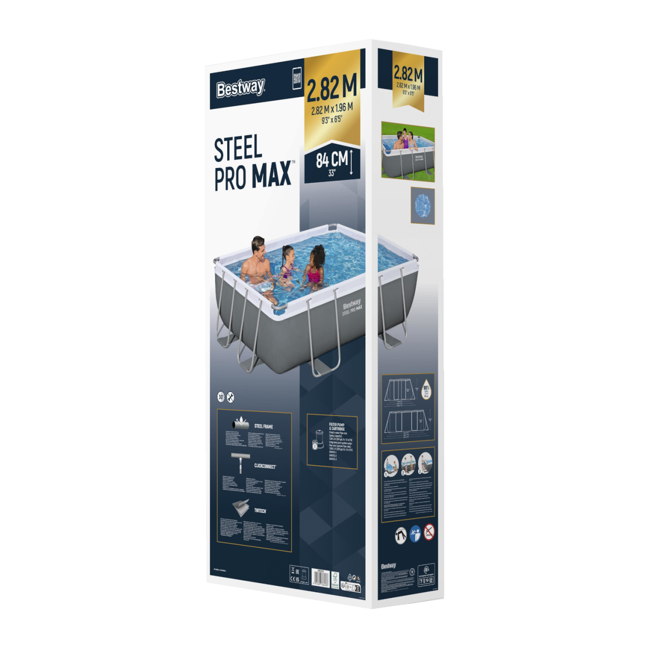 Bestway 56629 Frame Pool Schwimmbad mit Filterpumpe 282x196x84 cm rechteckig