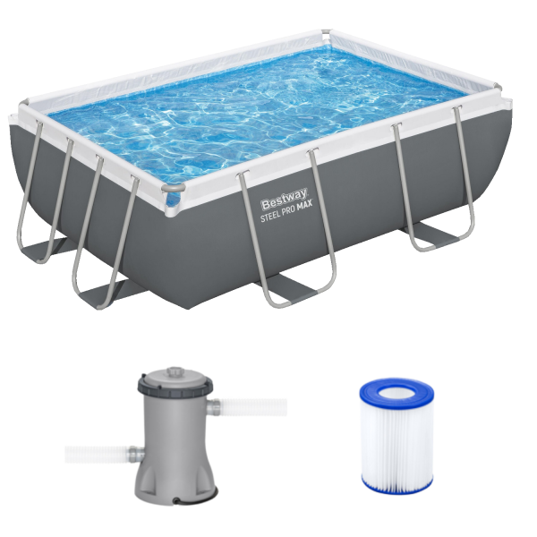 Bestway 56629 Frame Pool Schwimmbad mit Filterpumpe 282x196x84 cm rechteckig