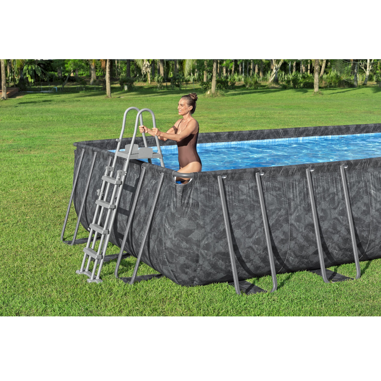 Bestway 561KG APX365 Frame Pool Komplett-Set 732x366x132cm,Winterfestes