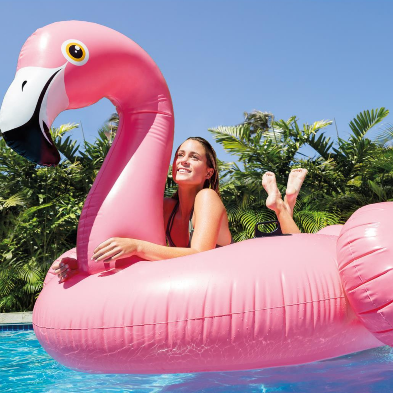Intex Flamingo Badeinsel Luftmatratze Wasserliege 218x211x136cm aufblasbar 56288