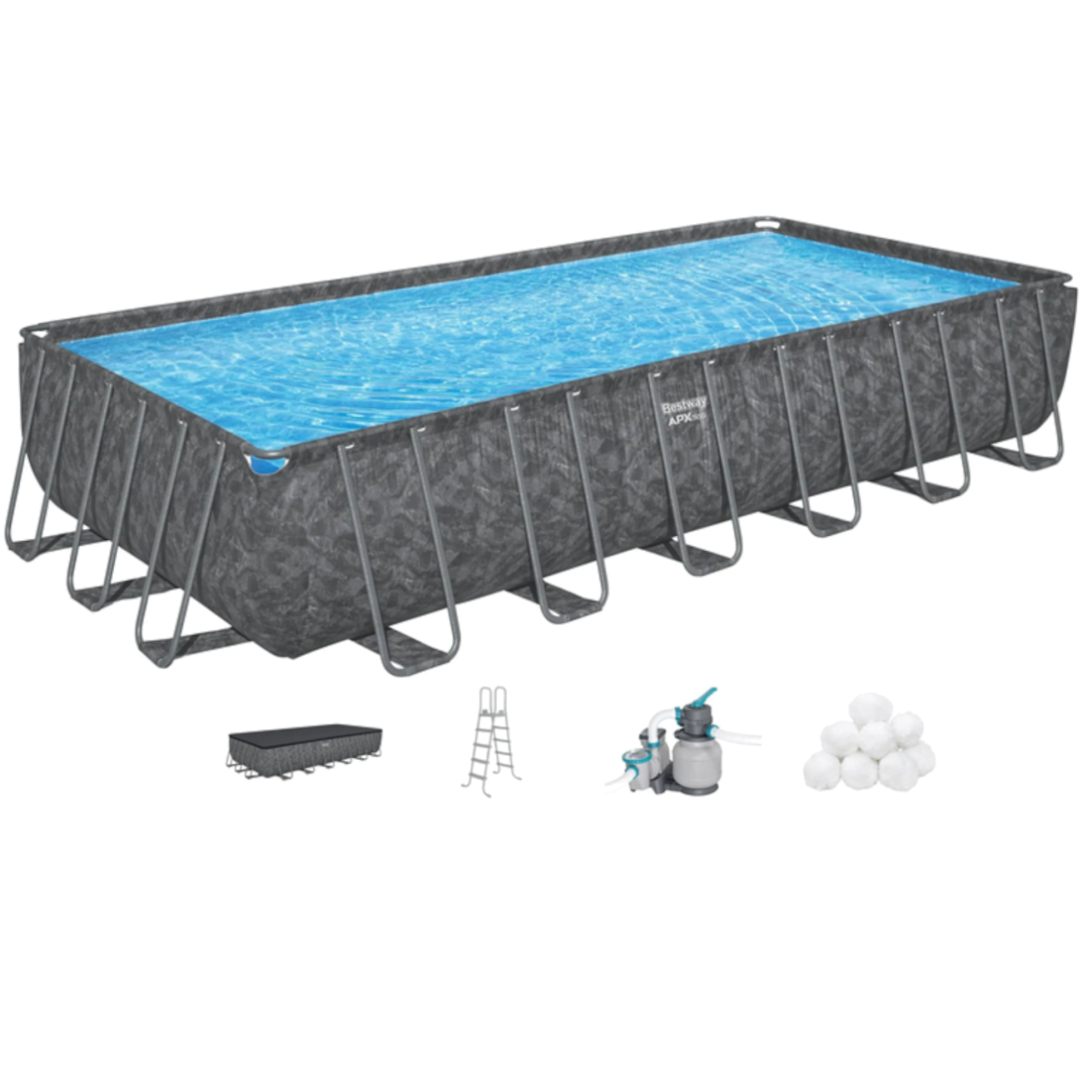 Bestway 561KG APX365 Frame Pool Komplett-Set 732x366x132cm,Winterfestes