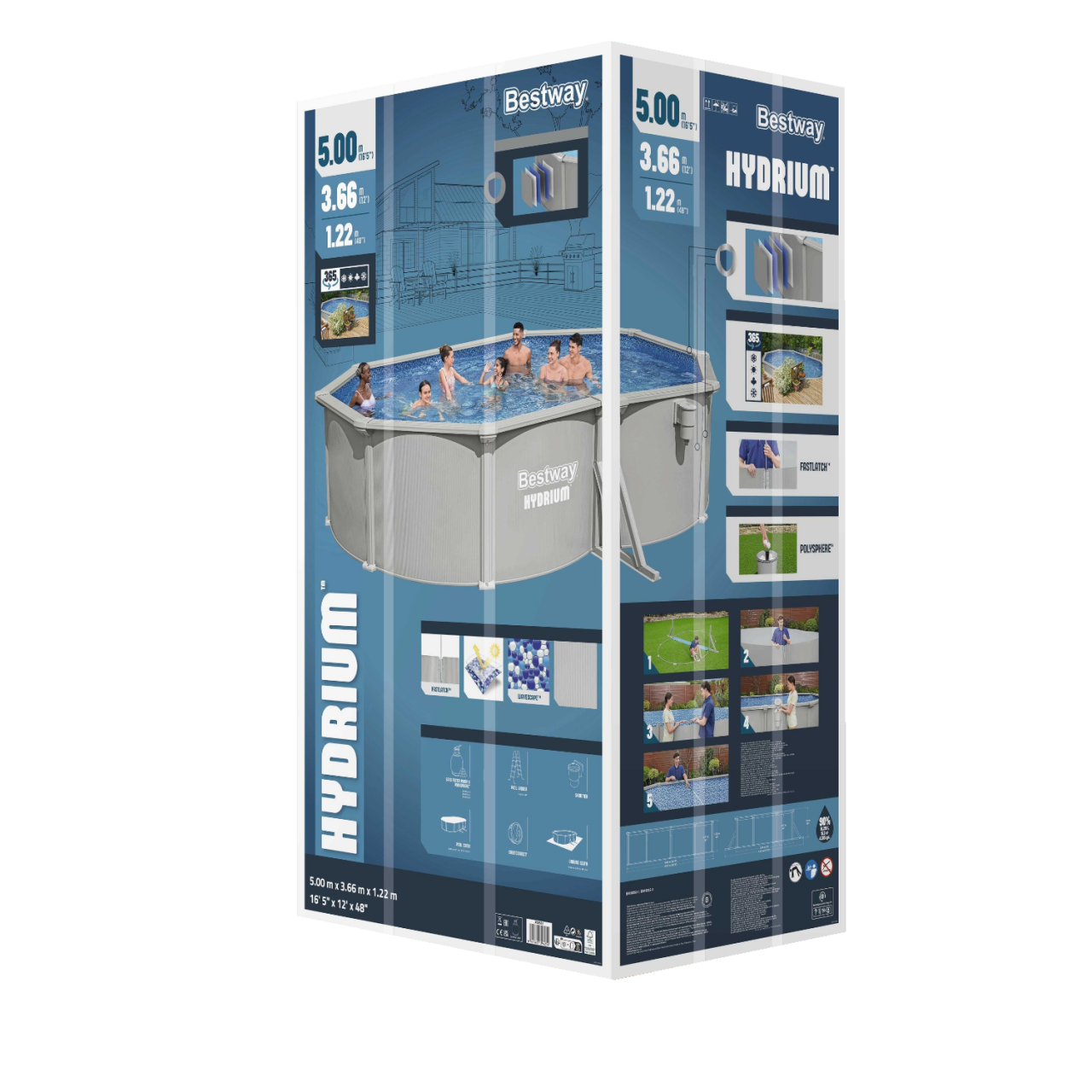 Bestway 56586 Stahlwandpool Hydrium Swimmingpool 500x360x120cm Pool Komplett-Set