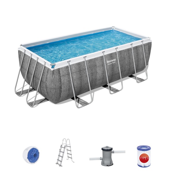 Bestway 56722 Frame Pool Power Steel Swimmingpool 412x201x122cm Komplett-Set