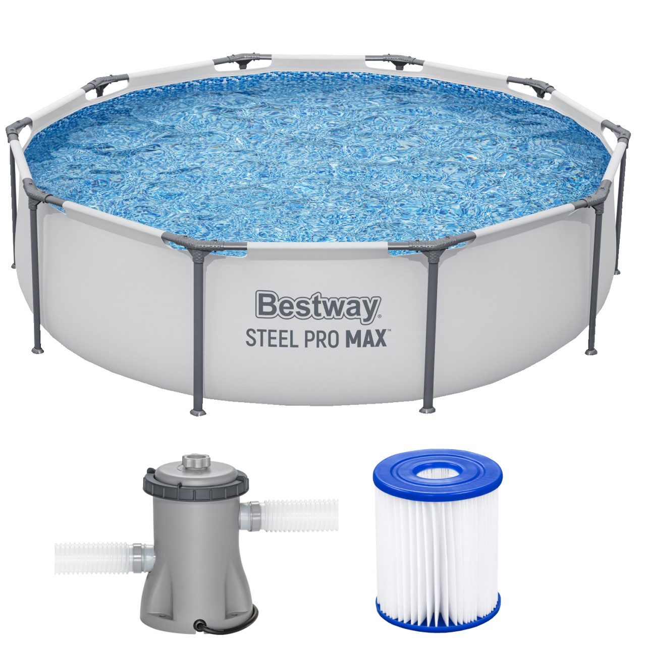 Bestway 56408 Frame Pool Steel Pro Set Schwimmbad 305x76cm Pumpe 1.249 L/h
