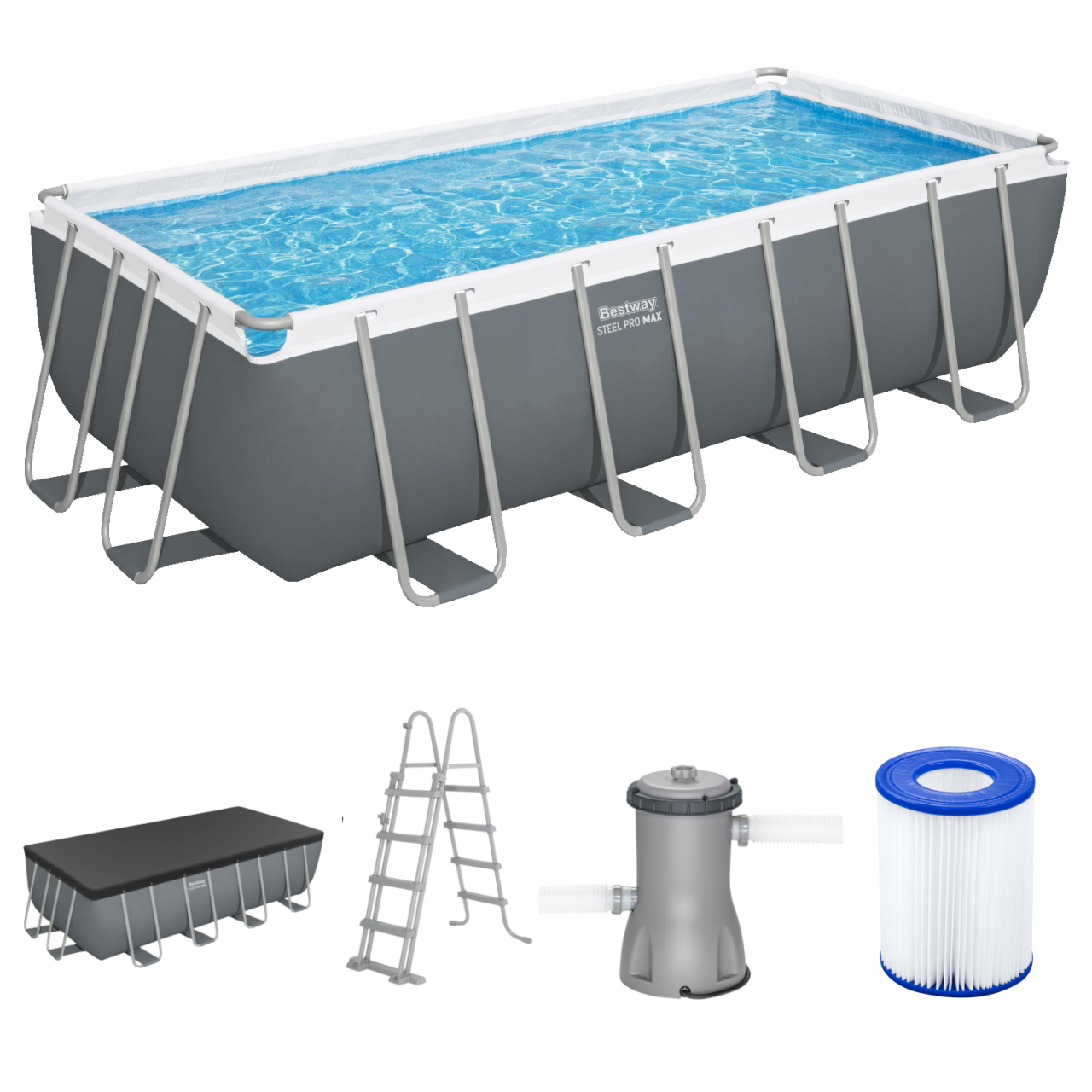 Bestway 56670 Power Steel Rectangular Frame Pool Set 488x244x122cm
