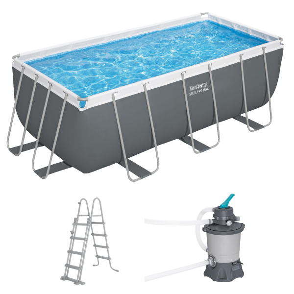 Bestway 56457 Power Steel Frame rechteckig Komplett-Set 412x201x122 cm