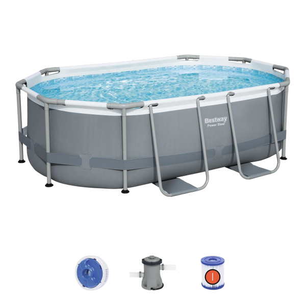 Bestway 5614A Power Steel Frame Pool Set Oval 305x200x84cm Pumpe ChemConnect