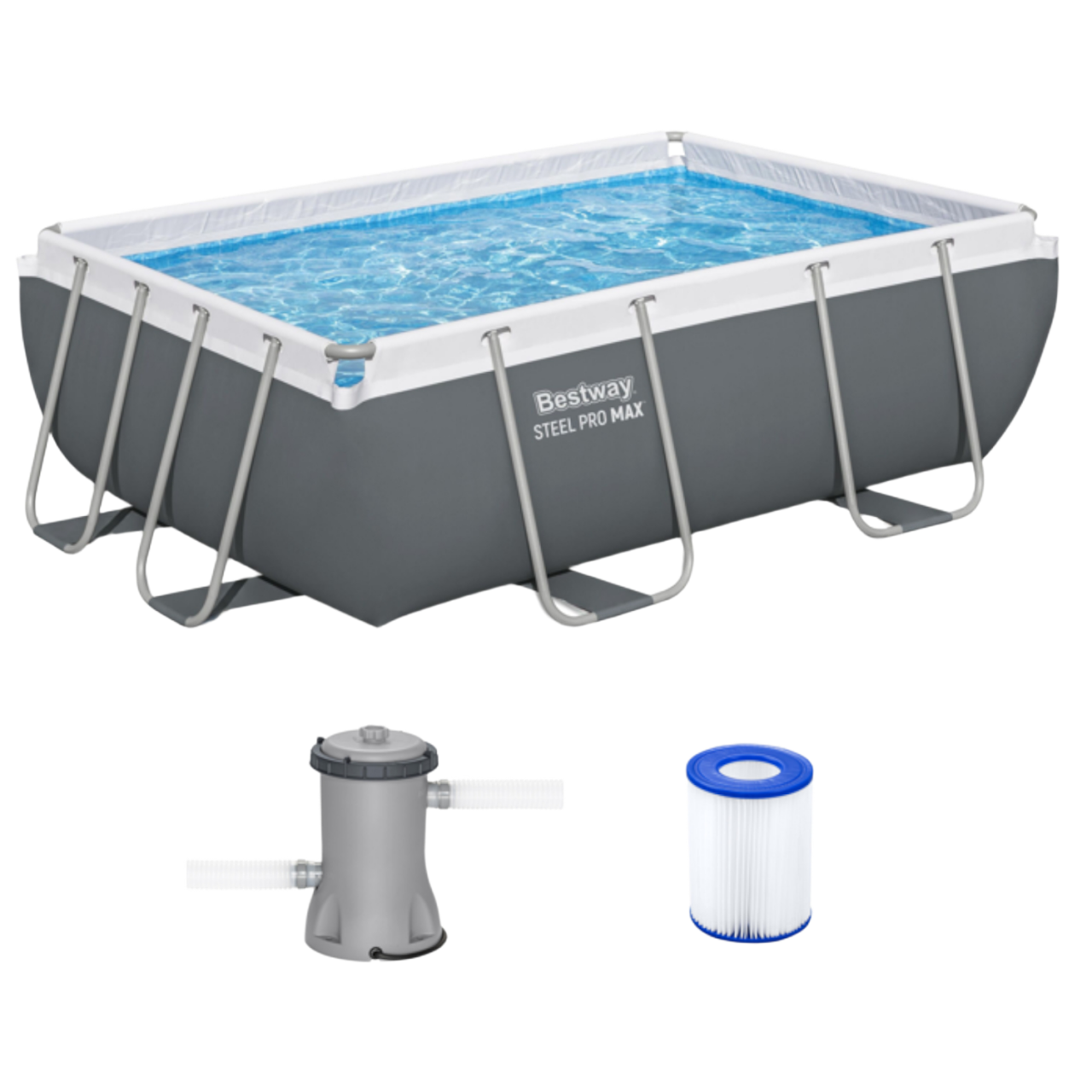 Bestway 56629 Frame Pool Schwimmbad mit Filterpumpe 282x196x84 cm rechteckig