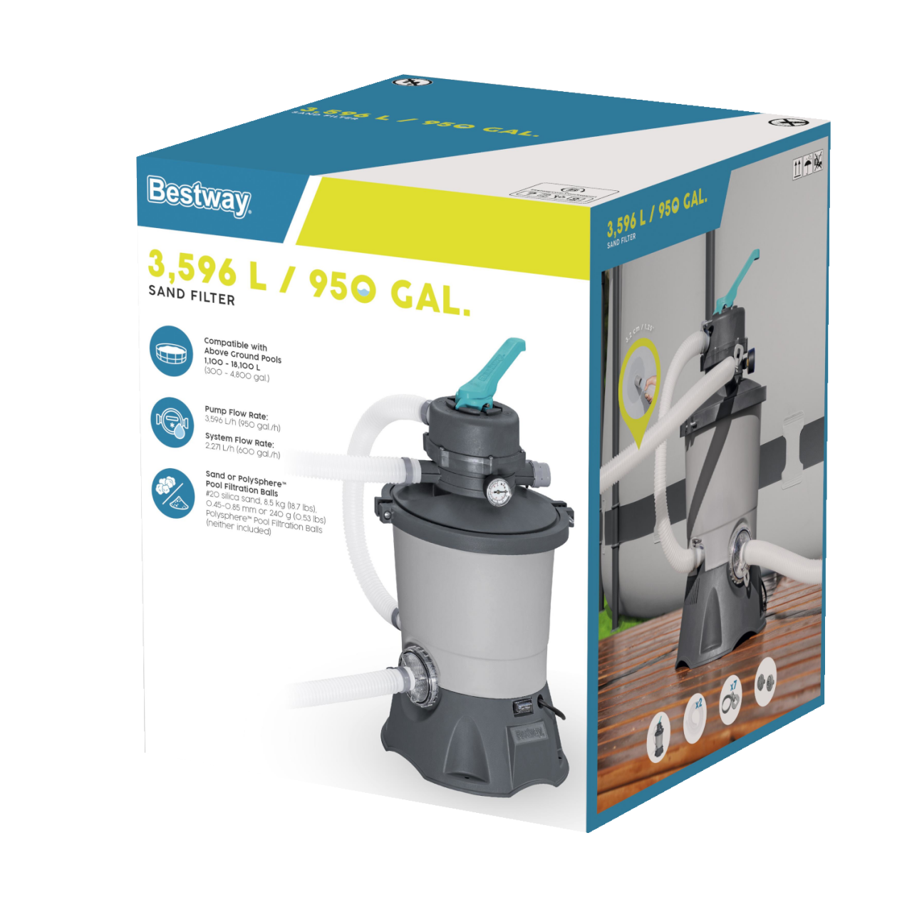 Bestway Flowclear Sandfilteranlage Sandfilterpumpe Schwimmbad 3.596 l/h 58515