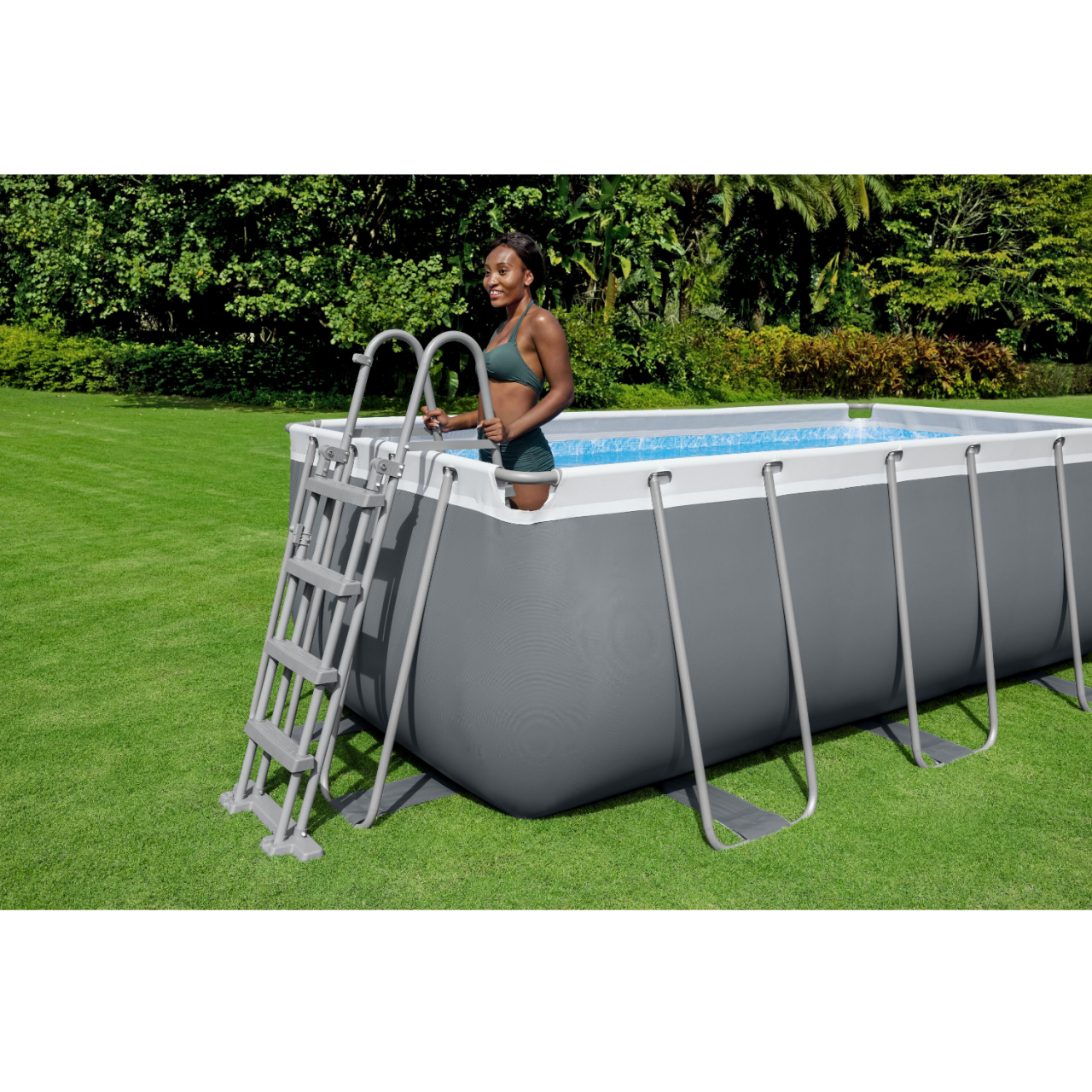 Bestway 56456 Frame Pool Steel 412x201x122 cm mit Filterpumpe Leiter Zubehör