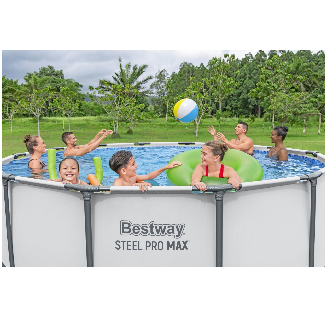 Bestway 5612X Steel Pro MAX Frame Pool Set Ø427x122cm Pumpe Leiter Abdeckplane